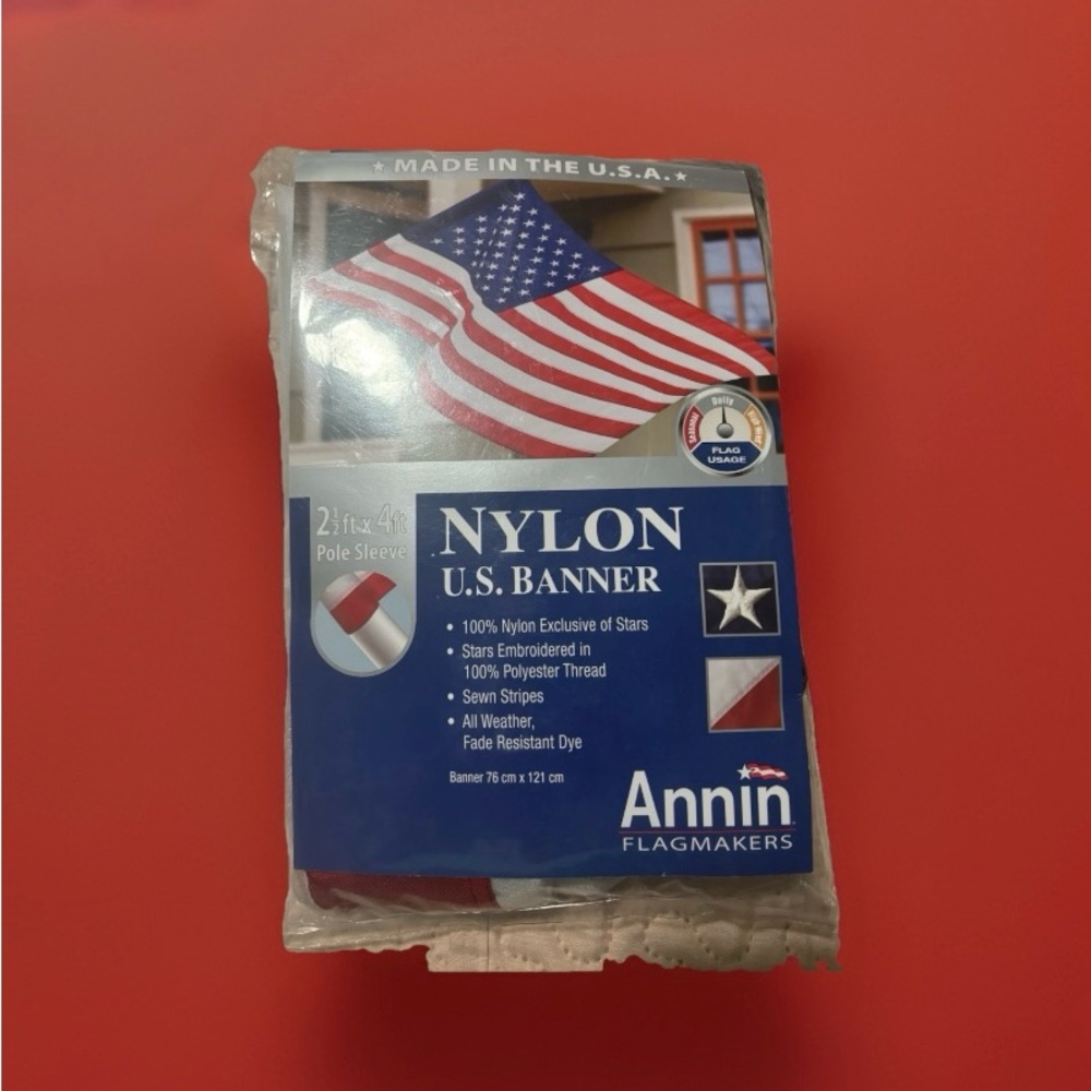 Annin USA Made American Flag 3x5 Nylon Grommet Stars New Embroidered Slides On
